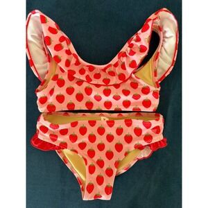 Pink Chicken New York Strawberry Girls 2-Piece Ariel Bathing Suit Size 4